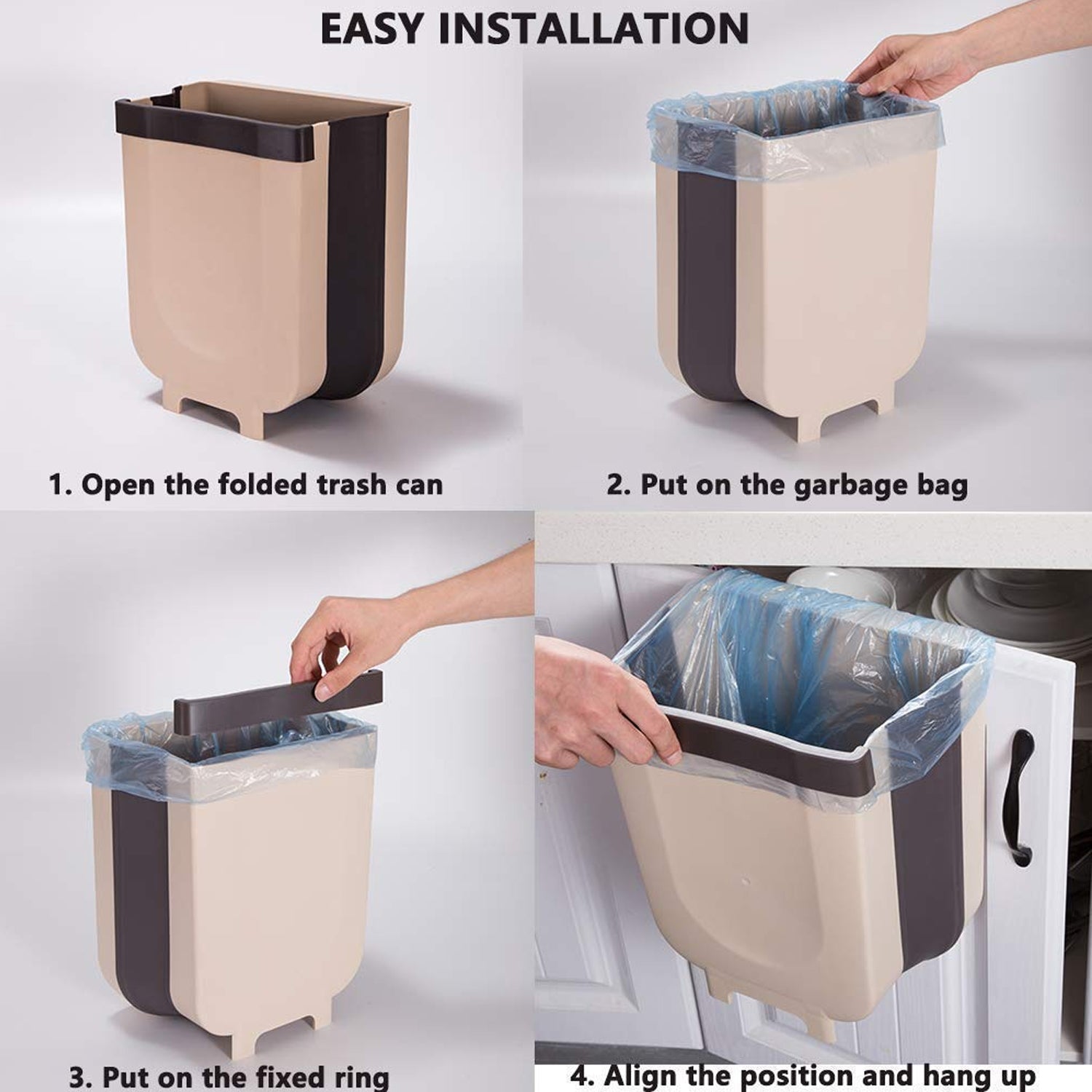 Portable hanging waste bin for car or home use. Portable hanging waste bin for car or home use.